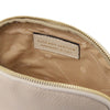 Inside view of the Luxury Soft Leather Toiletry Case showing the spacious lined compartment.