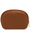 Womens Leather Shopping Bag and Toiletry Bag Set - cognac pebbled leather toiletry bag with zipper