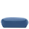Womens Leather Shopping Bag and Toiletry Bag Set - bottom view of a denim leather toiletry bag
