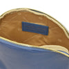 Inside view of the Luxury Soft Leather Toiletry Case showing soft lining.