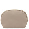 Womens Leather Shopping Bag and Toiletry Bag Set - elegant pebbled leather toiletry bag in neutral color.