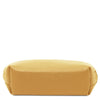 Luxury Soft Leather Toiletry Case in rich pastel yellow pebbled leather, showcasing its sleek and compact design.