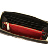 Interior view of Luxury Zip Around Leather Wallet showcasing card slots, zip coin pocket, and spacious compartments.