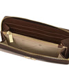 Interior view of Luxury Zip Around Leather Wallet showing compartments and card slots.