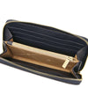 Interior view of the Luxury Zip Around Leather Wallet showcasing compartments and credit card slots.