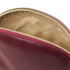 Internal Compartment View Of The  Luxury Soft Leather Toiletry Case in Bordeaux 
