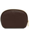Rear View Of The  Luxury Soft Leather Toiletry Case in chocolate 