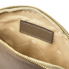 Internal View Of The  Luxury Soft Leather Toiletry Case in dark taupe 