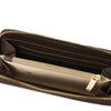 Inside view of Luxury Zip Around Leather Wallet with compartments and card slots