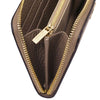 Interior view of a Luxury Zip Around Leather Wallet showcasing pockets and zip compartments.