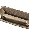 Interior view of Luxury Zip Around Leather Wallet featuring credit card pockets and zip coin pocket.
