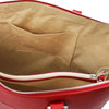 Internal Pocket View Of The Lipstick Red Womens Leather Business Bag