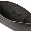 Internal Compartment View Of The Black Mens Italian Leather Clutch Bag