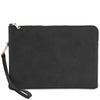 Front  View Of The Black Mens Italian Leather Clutch Bag