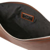 Internal Compartment  View Of The Brown Mens Italian Leather Clutch Bag