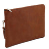 Angled  View Of The Brown Mens Italian Leather Clutch Bag