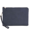 Front View Of The Dark Blue Mens Italian Leather Clutch Bag