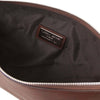 Internal Compartment View Of The Dark Brown Mens Italian Leather Clutch Bag