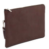 Angled View Of The Dark Brown Mens Italian Leather Clutch Bag