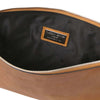 Internal Compartment View Of The Natural Mens Italian Leather Clutch Bag