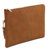 Angled View Of The Natural Mens Italian Leather Clutch Bag