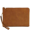 Front View Of The Natural Mens Italian Leather Clutch Bag