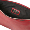 Internal Compartment View Of The Red Mens Italian Leather Clutch Bag