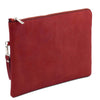 Angled View Of The Red Mens Italian Leather Clutch Bag