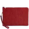 Front View Of The Red Mens Italian Leather Clutch Bag
