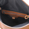 Internal Zip Pocket View Of The Cognac Mens Backpack