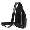 Rear View Of The Black Mens Leather Crossover Bag