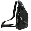 Angled View Of The Black Mens Leather Crossover Bag