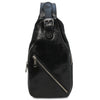 Front View Of The Black Mens Leather Crossover Bag
