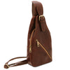 Angled View Of The Brown Mens Leather Crossover Bag