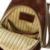 Internal Pocket View Of The Brown Mens Leather Crossover Bag