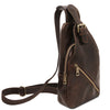 Angled View Of The Dark Brown Mens Leather Crossover Bag