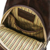 Internal Pocket View Of The Dark Brown Mens Leather Crossover Bag