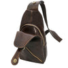 Front Pocket And Magnetic Buttom Closure View Of The Dark Brown Mens Leather Crossover Bag