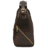 Front View Of The Dark Brown Mens Leather Crossover Bag