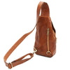 Rear Front Pocket And Magnetic Buttom Closure View Of The Honey Mens Leather Crossover Bag