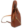 Angled View Of The Honey Mens Leather Crossover Bag