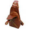 Front Pocket And Magnetic Buttom Closure View Of The Honey Mens Leather Crossover Bag