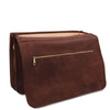 Opening Flap View Of The Brown Mens Leather Messenger Bag