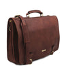 Angled View Of The Brown Mens Leather Messenger Bag