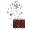 Man Posing With The Brown Mens Leather Messenger Bag