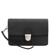 Mens Leather Wristlet Bag in premium matte full-grain leather with a secure clasp and detachable strap.
