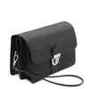 Mens Leather Wristlet Bag in premium matte leather, featuring a sleek design with a detachable strap and elegant clasp.