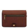 Mens Leather Wristlet Bag with front zipper in premium matte full-grain leather.