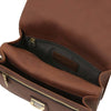 Interior view of Mens Leather Wristlet Bag showcasing pockets and compartments for organized storage.