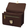 Mens Leather Wristlet Bag - dark brown full-grain leather with zipper and compartments for organization